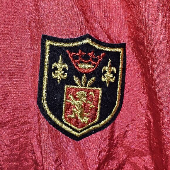 Active Stuff Vintage 80s Red Windbreaker Jacket Lrg Cinched Waist Coat of Arms - Picture 3 of 11